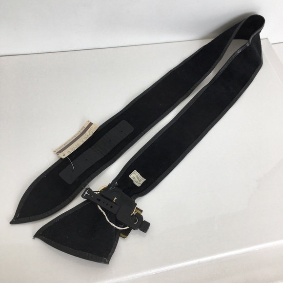 Vintage 80’s Leather Shop Black Soft Genuine Leather Belt NEW Size L Art To Wear main image 4